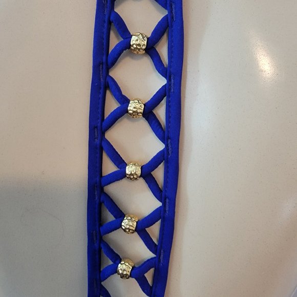 Trina Turk Algiers Deep V Neck Lattice Back Strappy Front One Piece - Picture 9 of 16